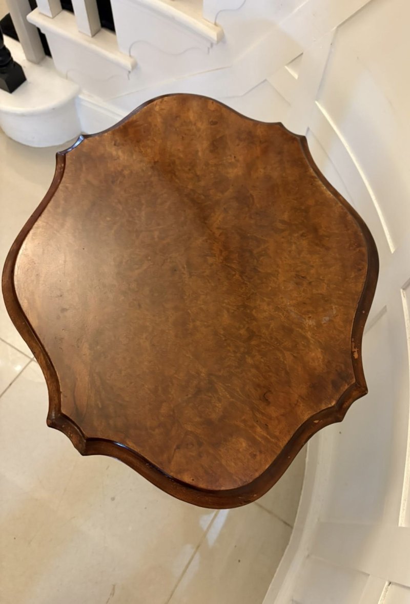 Antique Victorian Quality Burr Walnut Lamp Table - Image 2